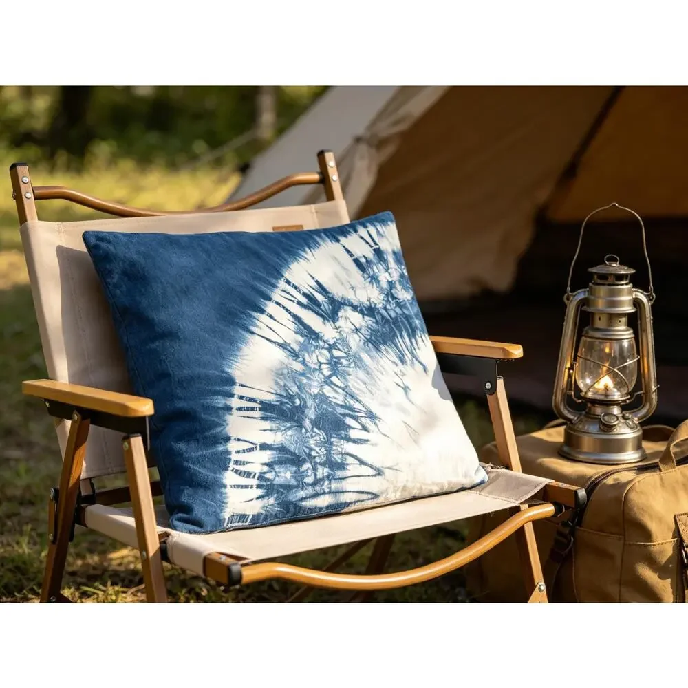 Handmade Indigo Tie-Dye Pillow Cover | Starburst Throw Pillow Cover